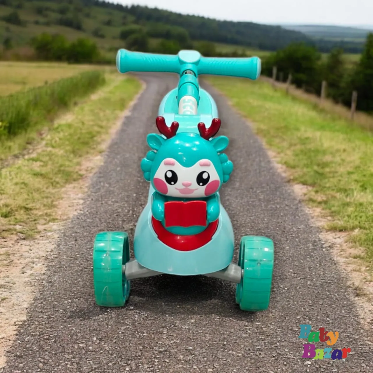 3-Wheel Foldable & Adjustable Kids Scooter with Lights - Light Blue Color