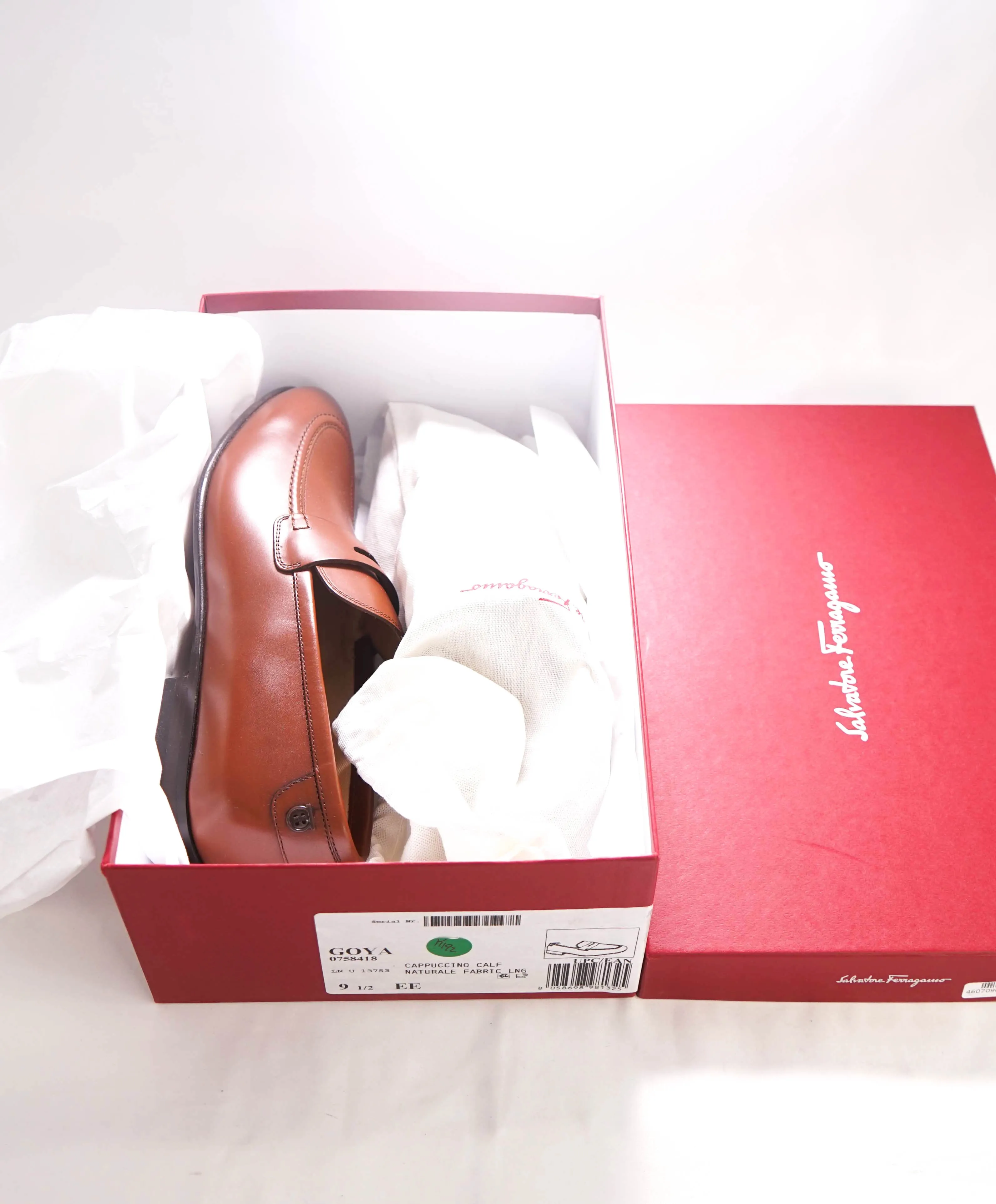 $895 SALVATORE FERRAGAMO - “GOYA" Brown Gancini Loafers - 9.5 EE