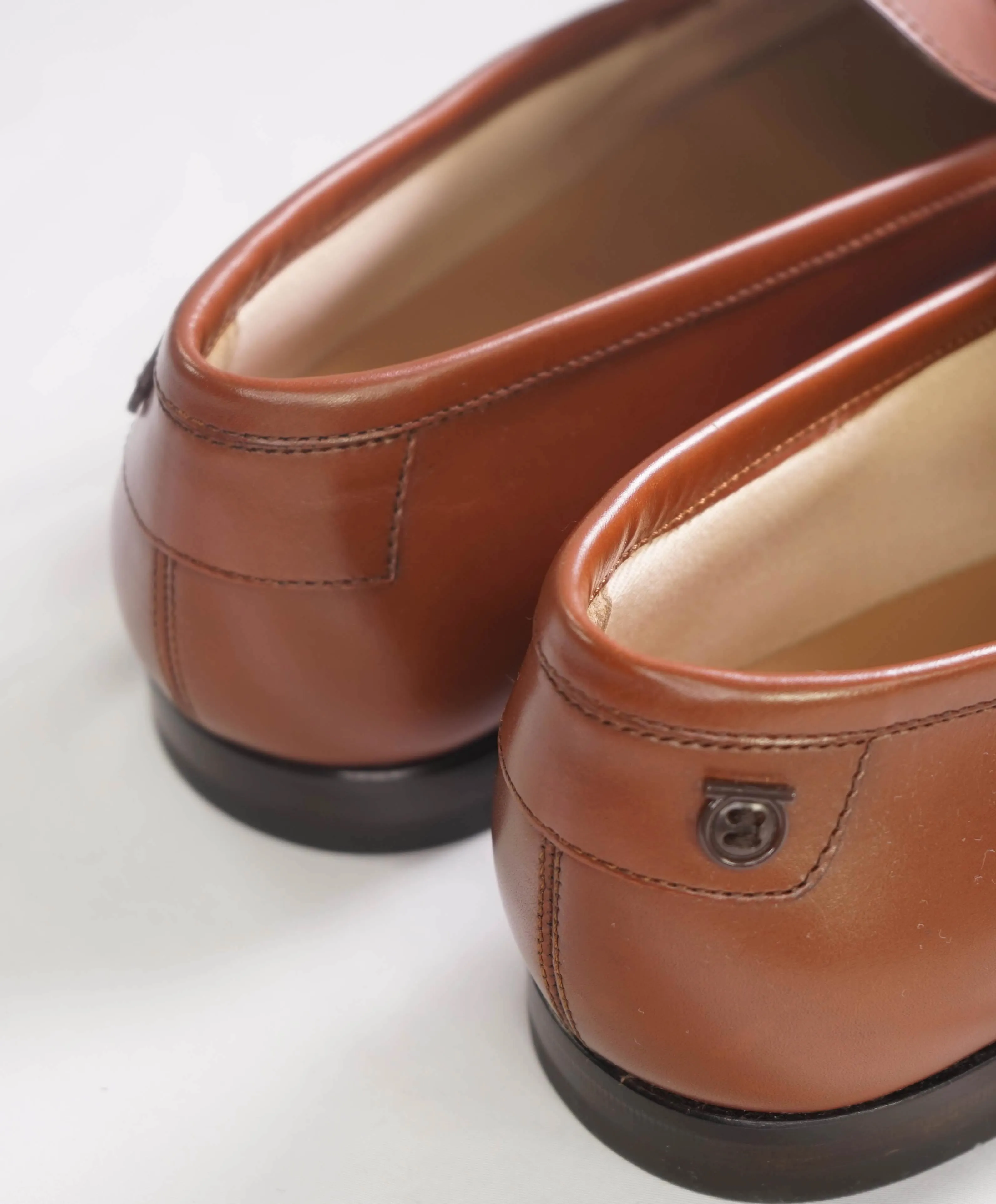 $895 SALVATORE FERRAGAMO - “GOYA" Brown Gancini Loafers - 9.5 EE