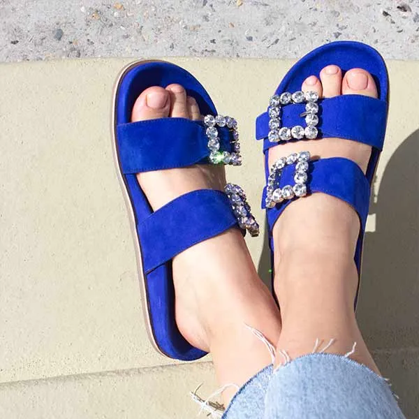 A4120 Blue | Suede slides