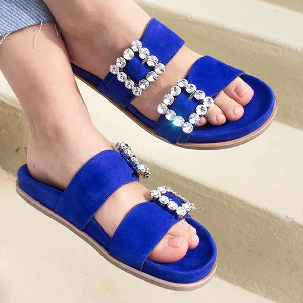 A4120 Blue | Suede slides
