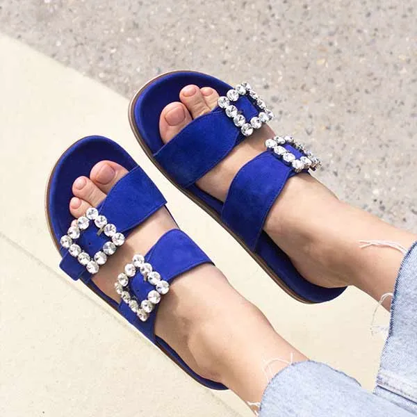 A4120 Blue | Suede slides