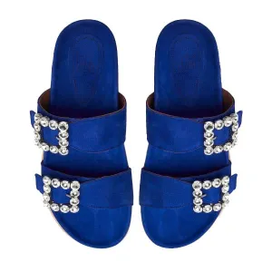 A4120 Blue | Suede slides
