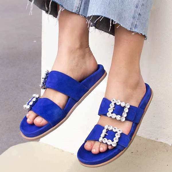 A4120 Blue | Suede slides