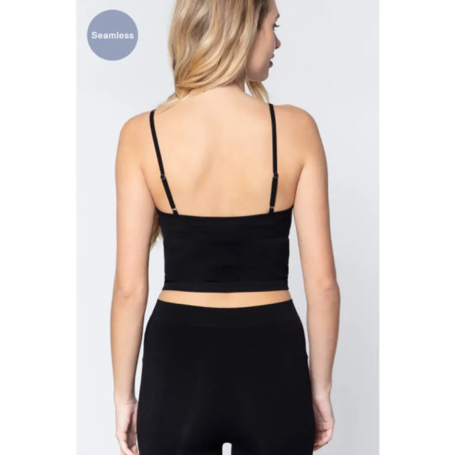 ACTIVE BASIC Round Neck Crop Rib Seamless Cami