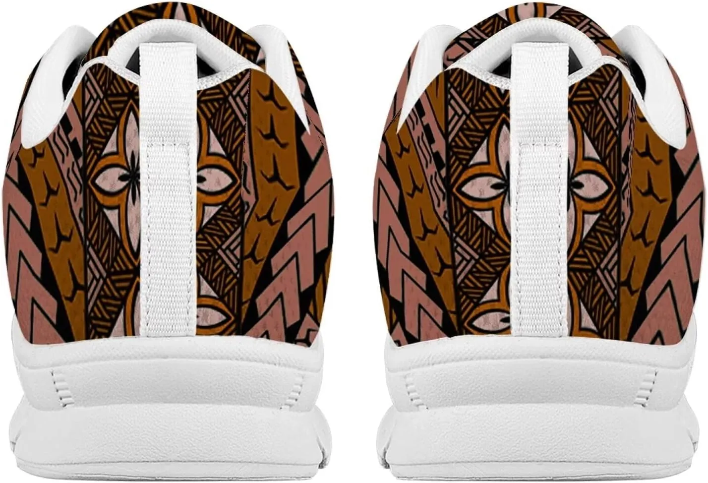 AmzPrint Walking Running Shoes Hawaiian Polynesian Island Ethnic Tribal Print White Sole Samoa Shoes Women Casual Sneakers