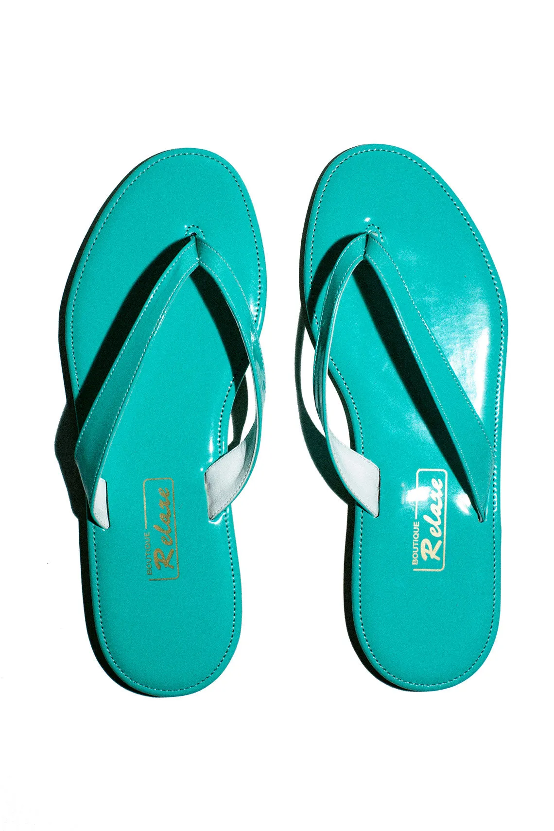 Aqua Patent Slipper Sandal