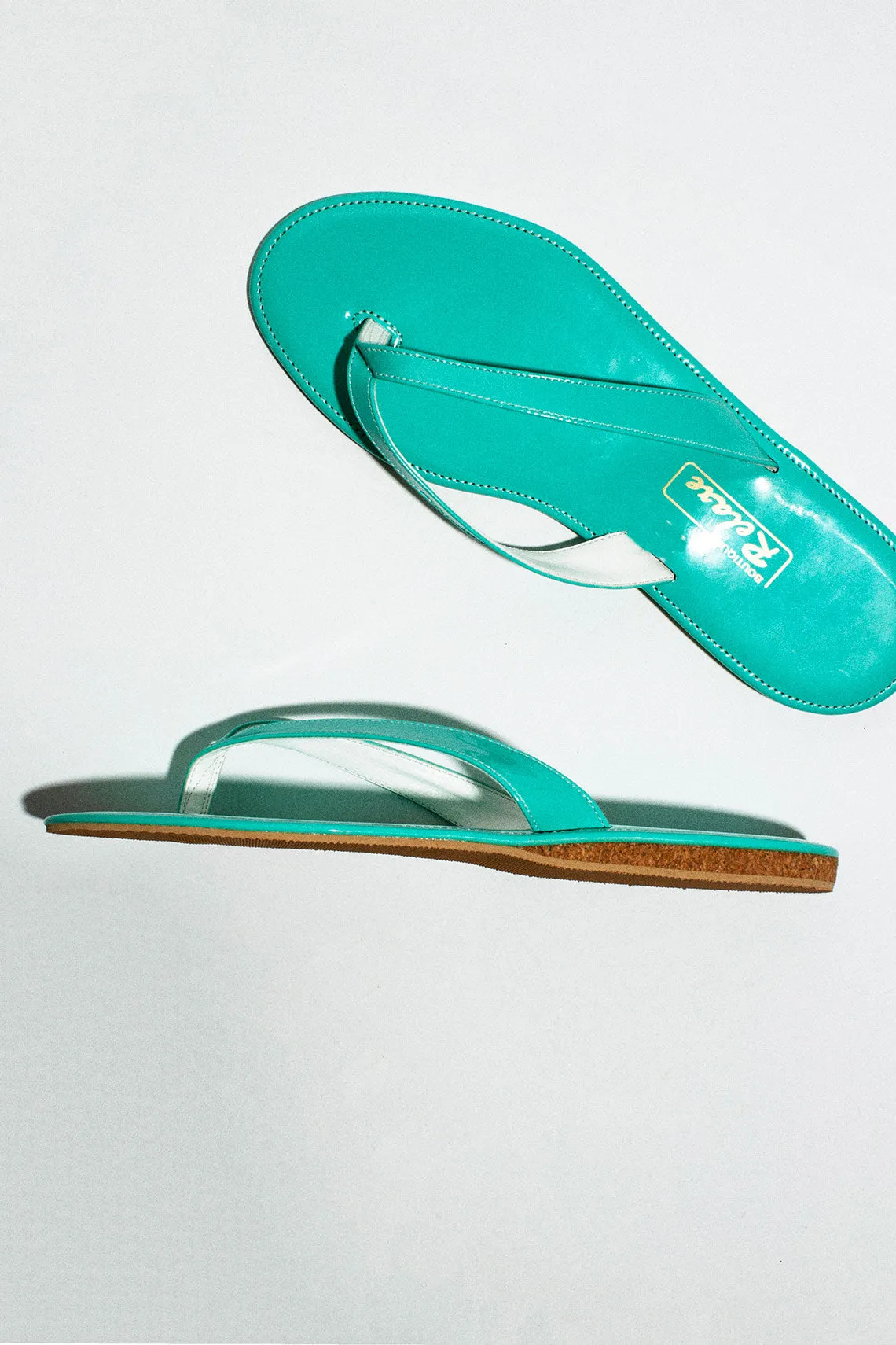 Aqua Patent Slipper Sandal
