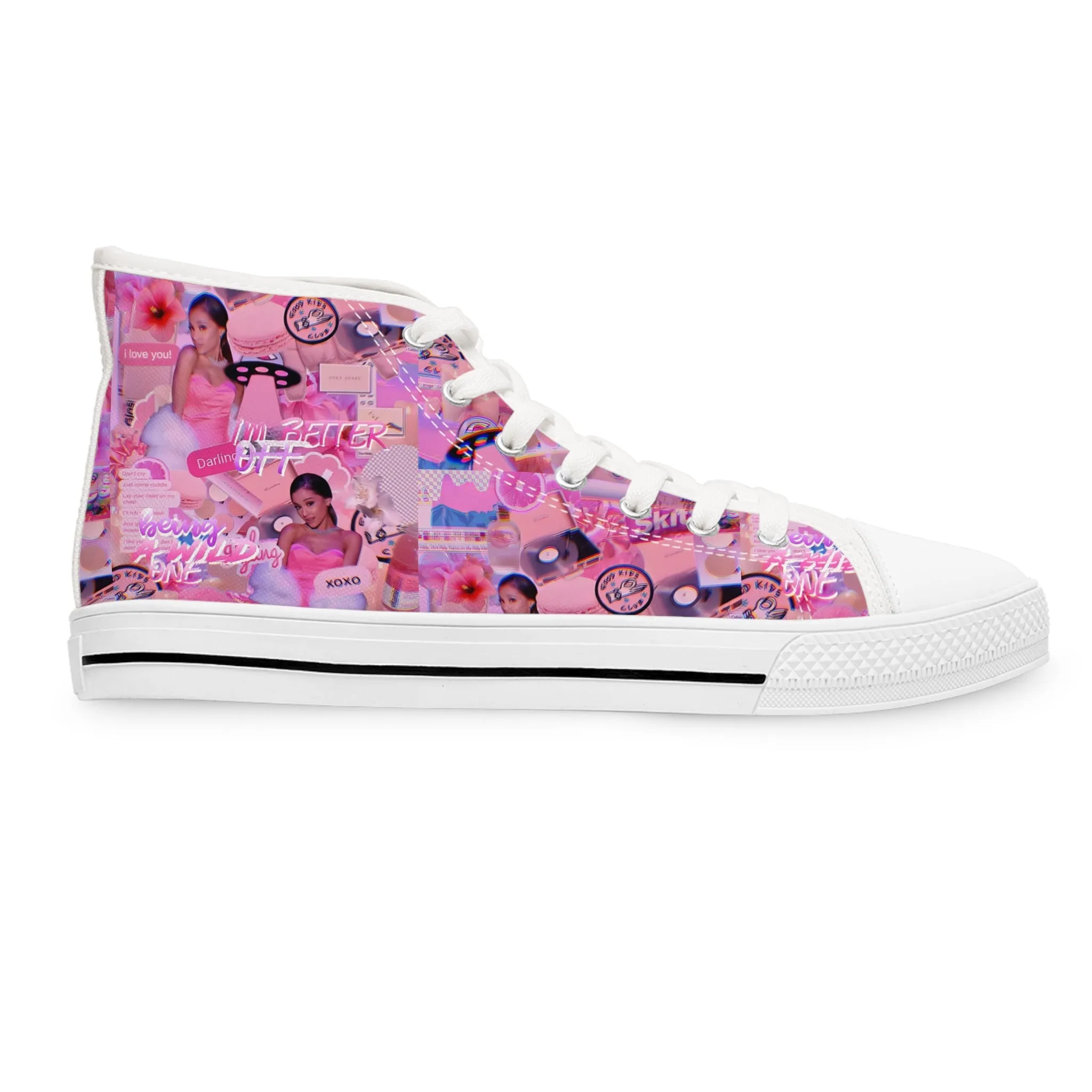 Ariana Grande Purple Vibes Collage Women's High Top Sneakers