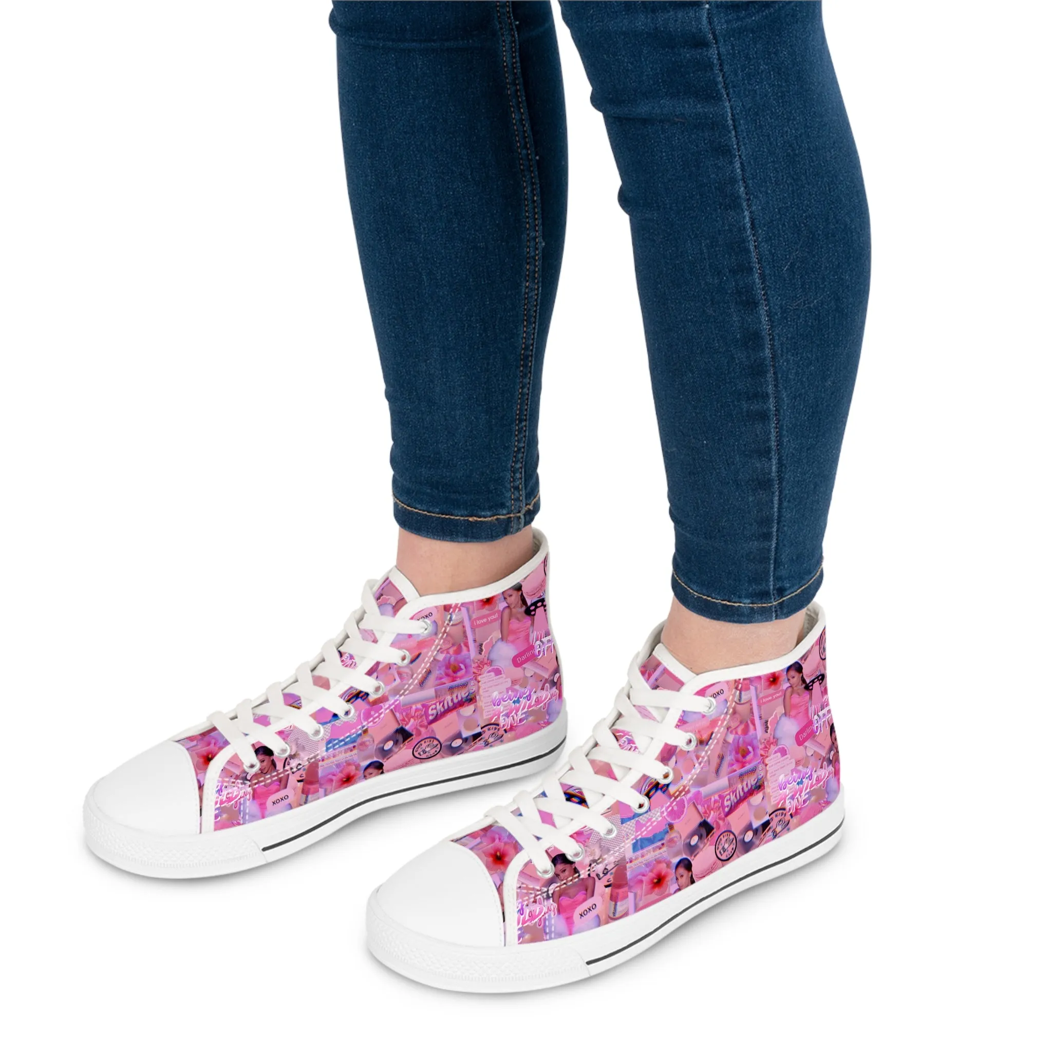 Ariana Grande Purple Vibes Collage Women's High Top Sneakers