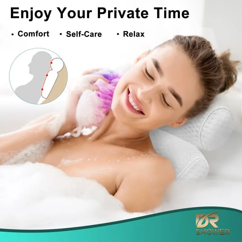Bath Pillow for Bathtub Support Neck,Head and Back with Non-Slip Suction Cups