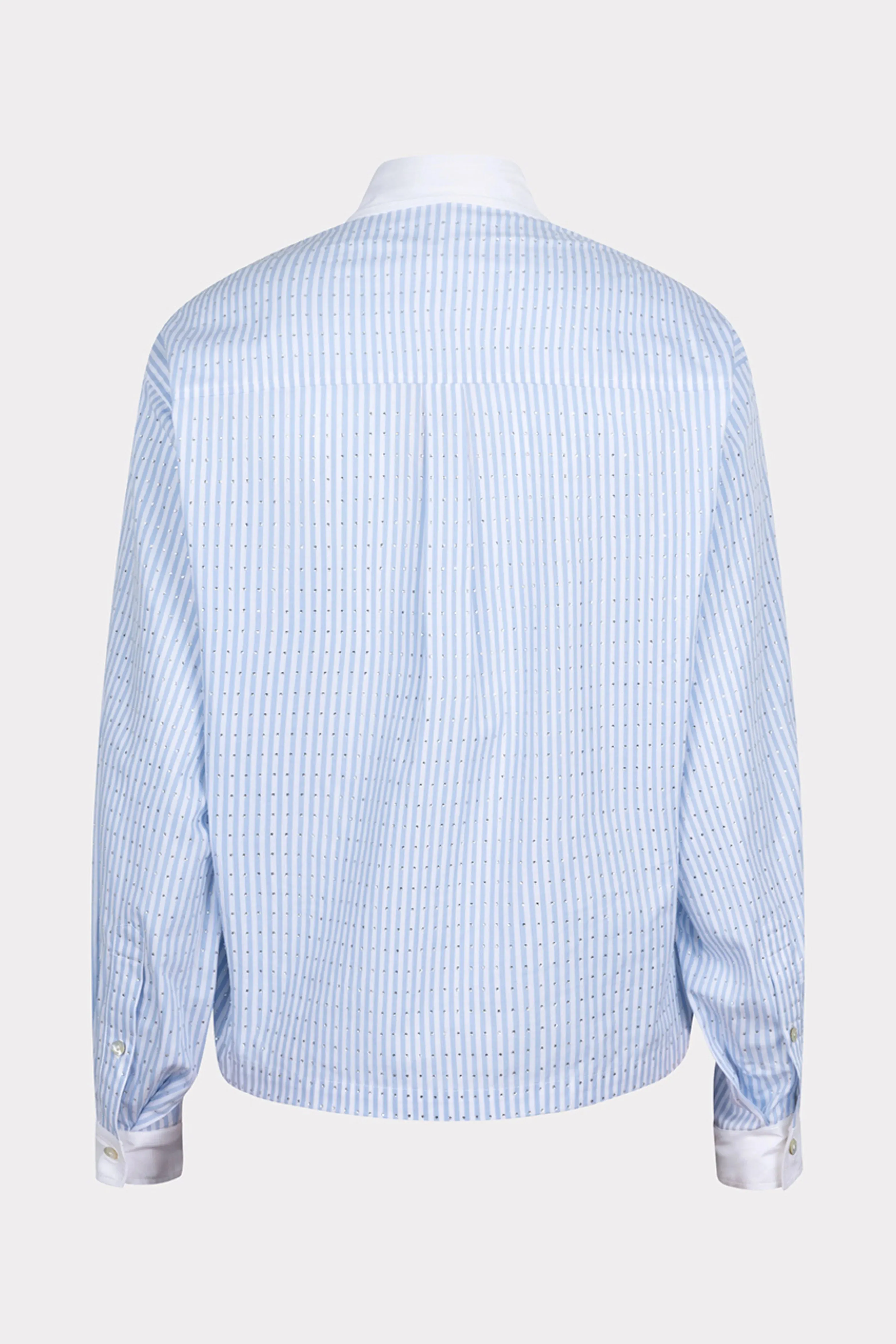 Berritt Blouse Rhinestones Blue and White Striped - EsQualo SP25.10032