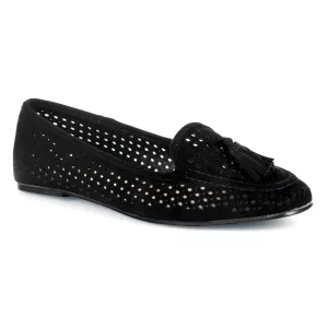 Black Perforated Microfiber Loafer