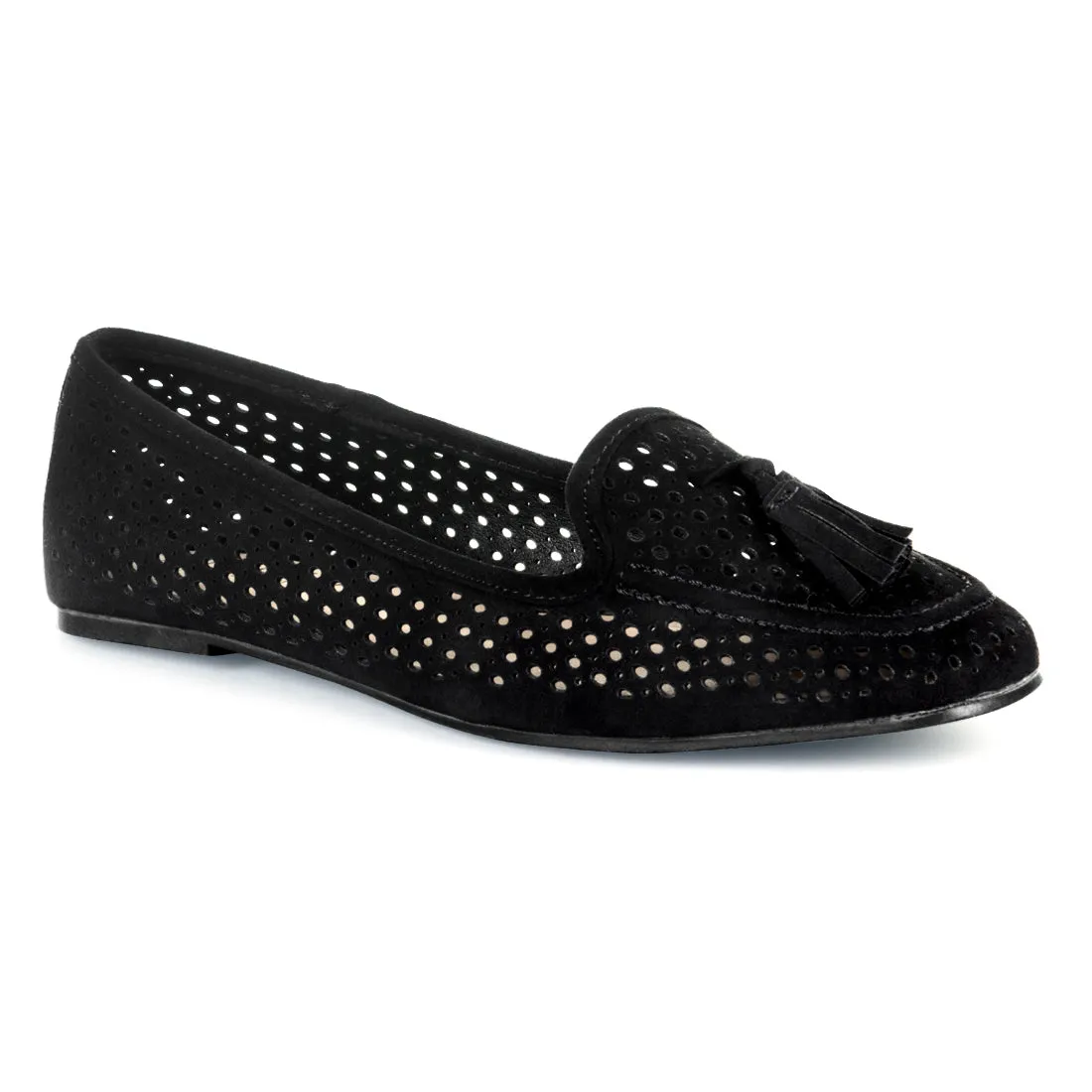 Black Perforated Microfiber Loafer