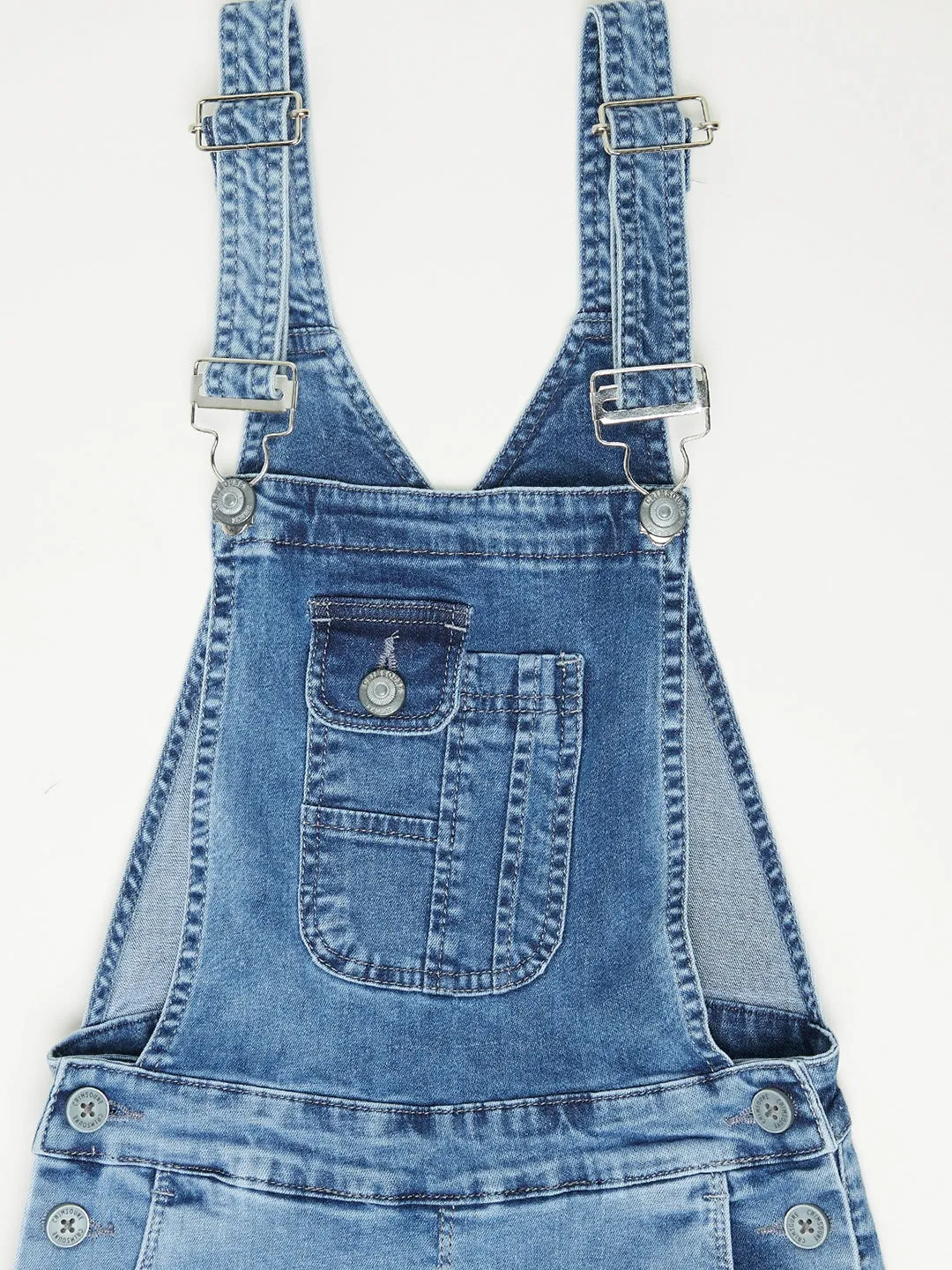 Blue Solid Denim Dungarees