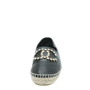 Chanel Black CC Crystal Cap Toe Espadrille 39