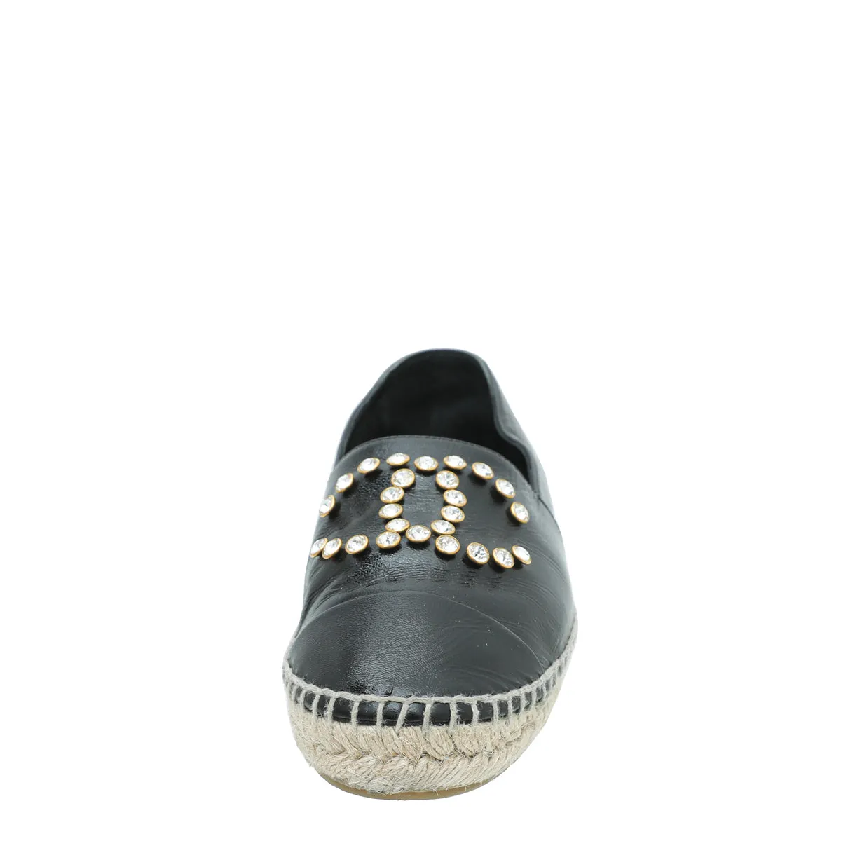 Chanel Black CC Crystal Cap Toe Espadrille 39