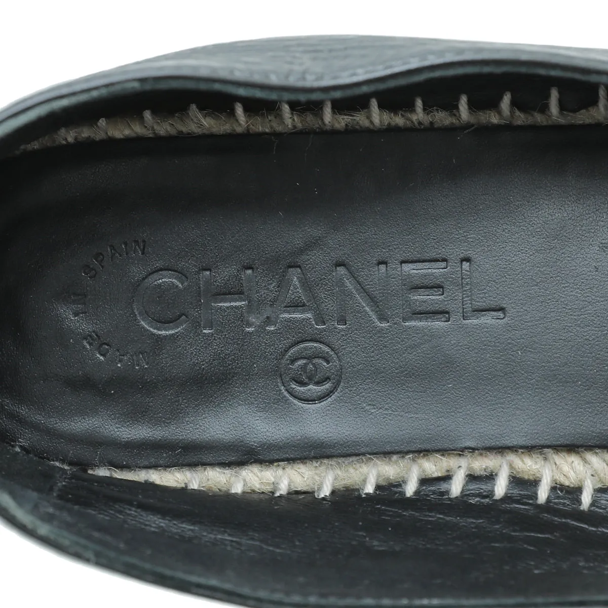 Chanel Black CC Crystal Cap Toe Espadrille 39