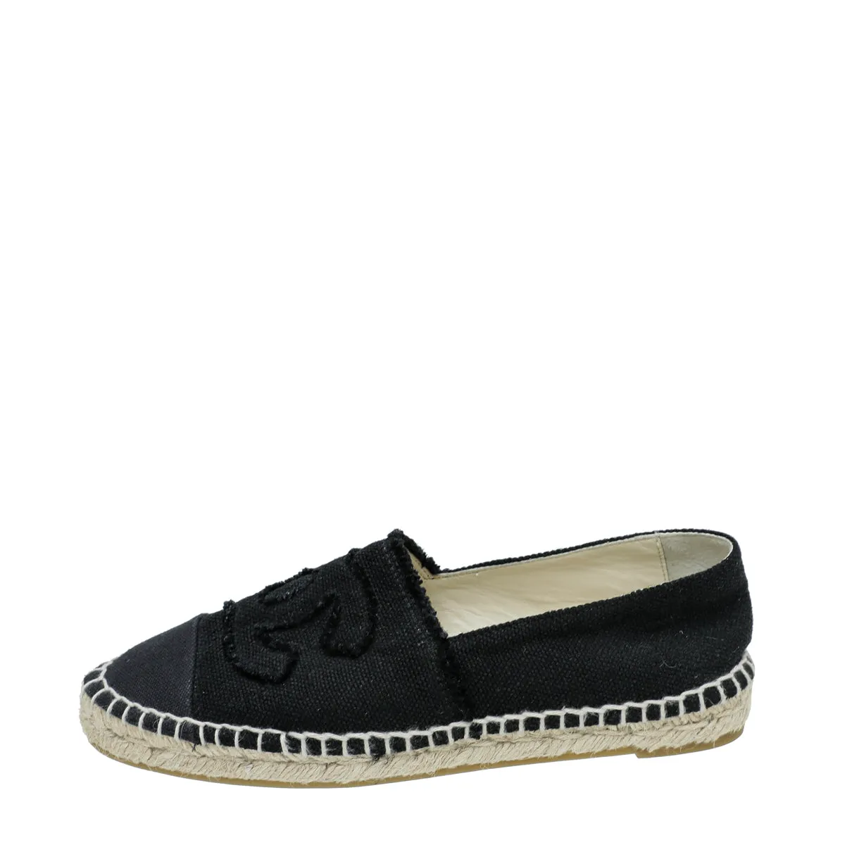 Chanel Black CC Linen Espadrille 39