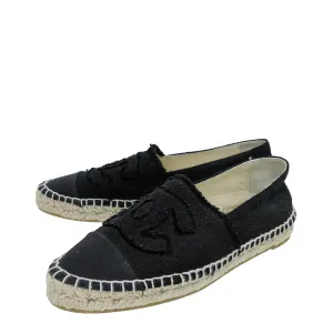 Chanel Black CC Linen Espadrille 39
