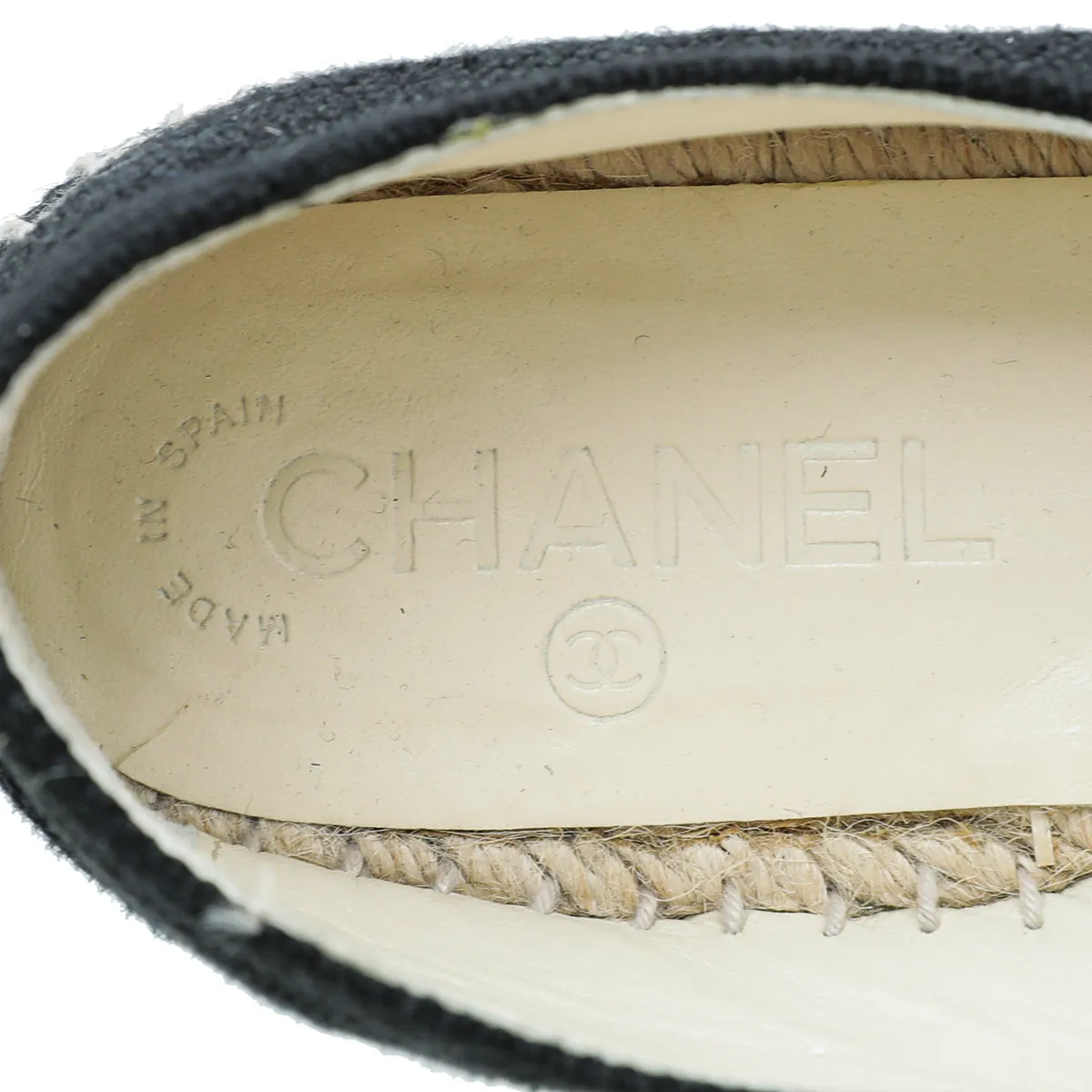 Chanel Black CC Linen Espadrille 39