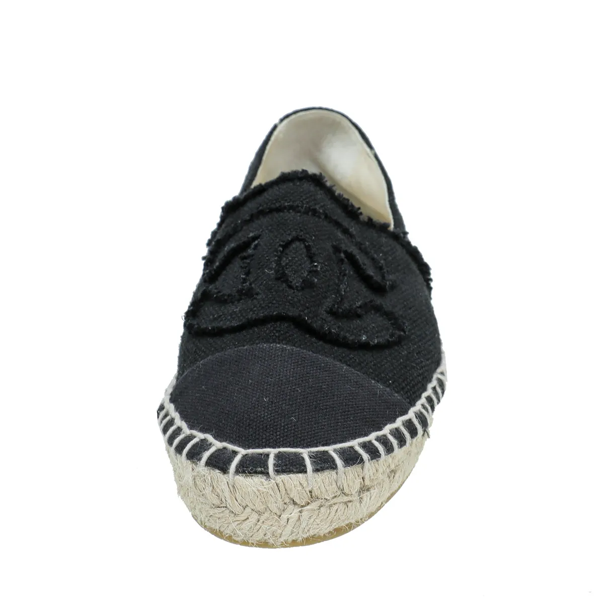 Chanel Black CC Linen Espadrille 39