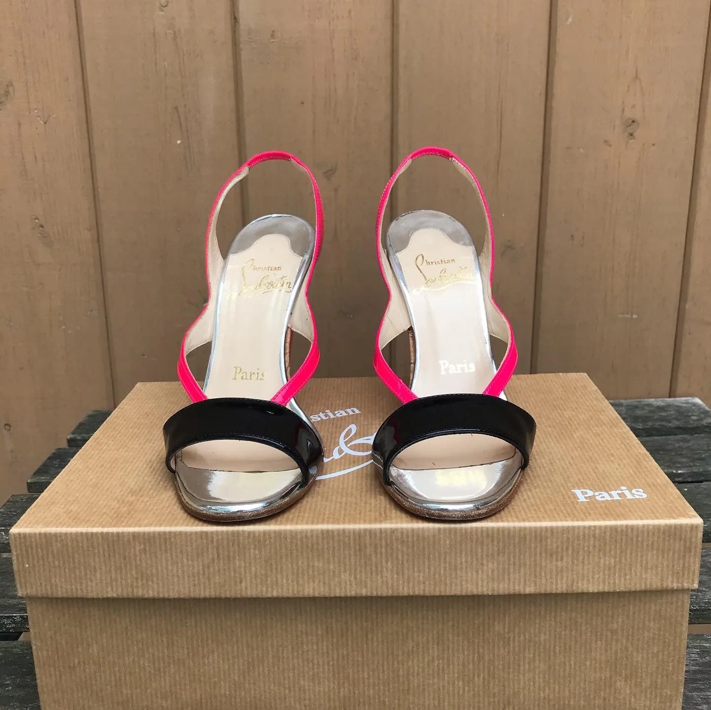 CHRISTIAN LOUBOUTIN Yasmin Patent Leather Cork Wedge Sandals