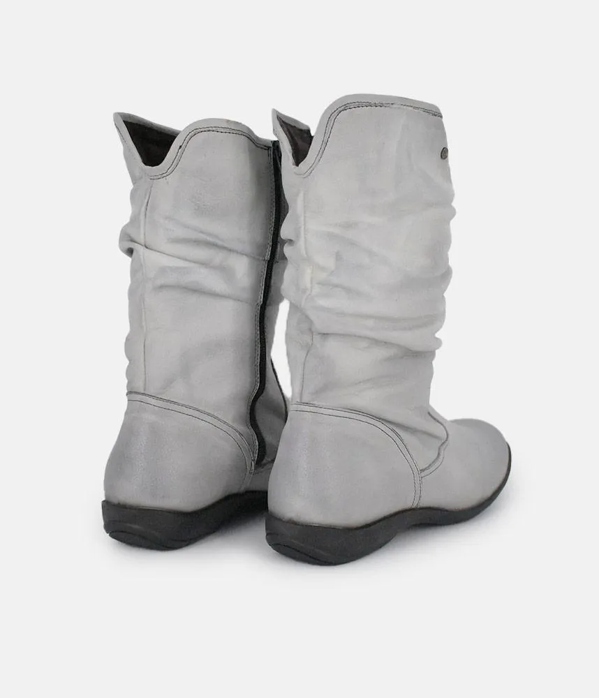 Cinderella Shoes Versatile Grey Midi Boots