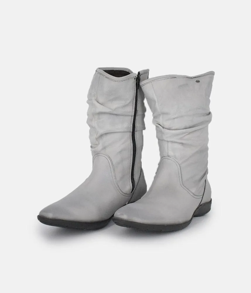Cinderella Shoes Versatile Grey Midi Boots