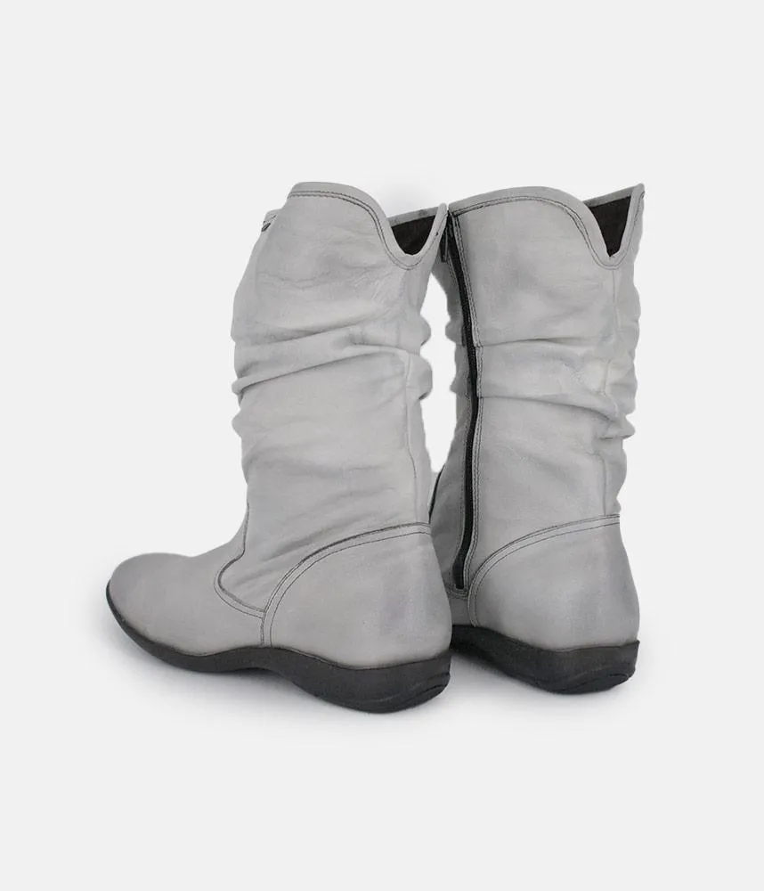 Cinderella Shoes Versatile Grey Midi Boots