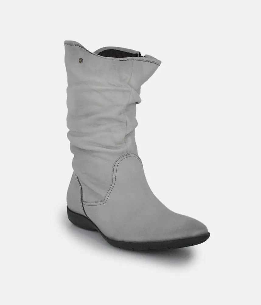 Cinderella Shoes Versatile Grey Midi Boots