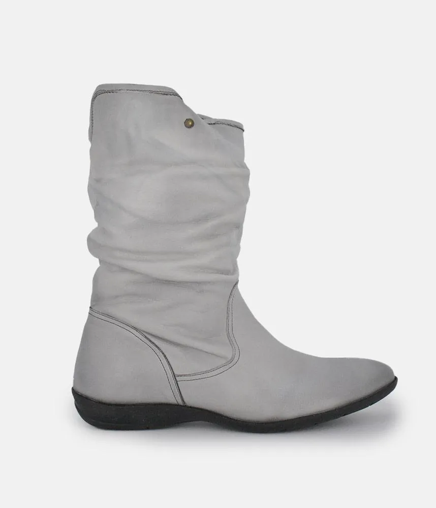 Cinderella Shoes Versatile Grey Midi Boots
