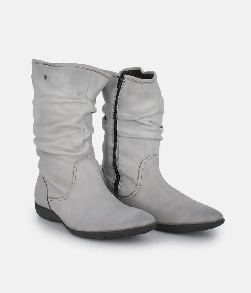 Cinderella Shoes Versatile Grey Midi Boots