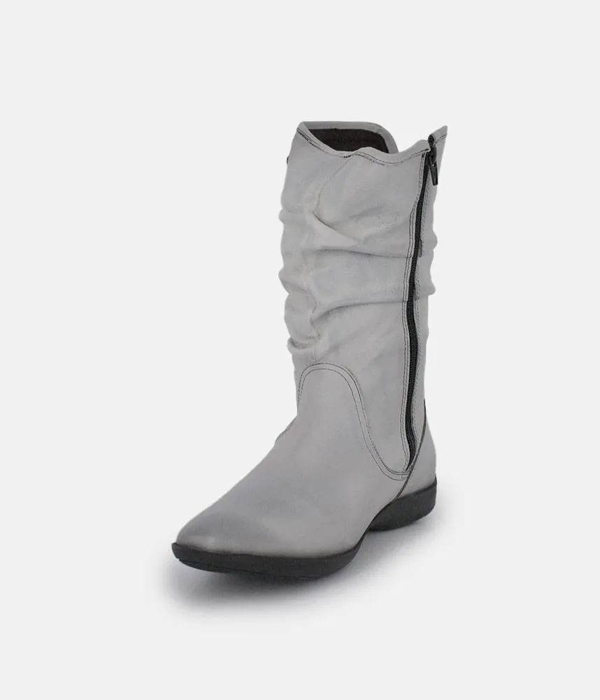 Cinderella Shoes Versatile Grey Midi Boots