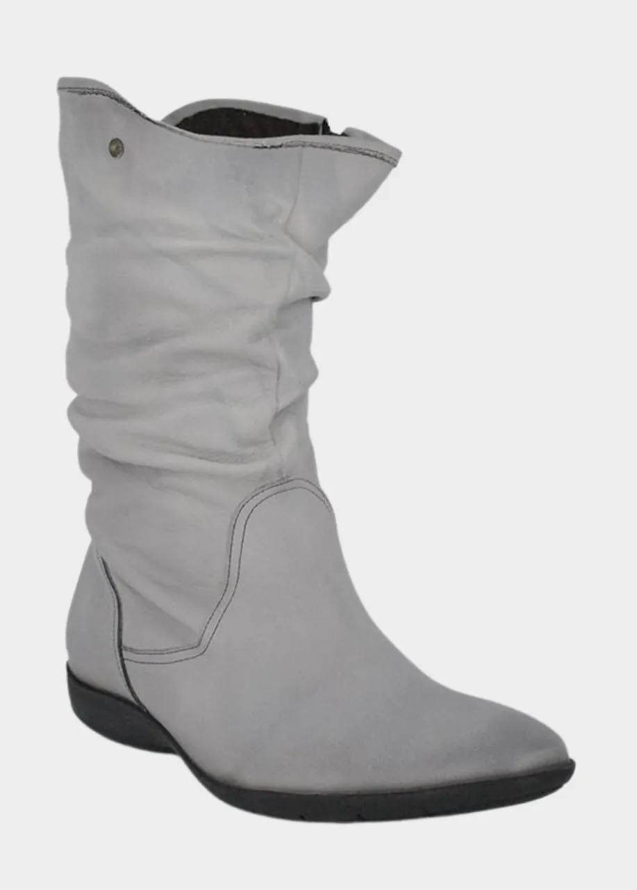 Cinderella Shoes Versatile Grey Midi Boots