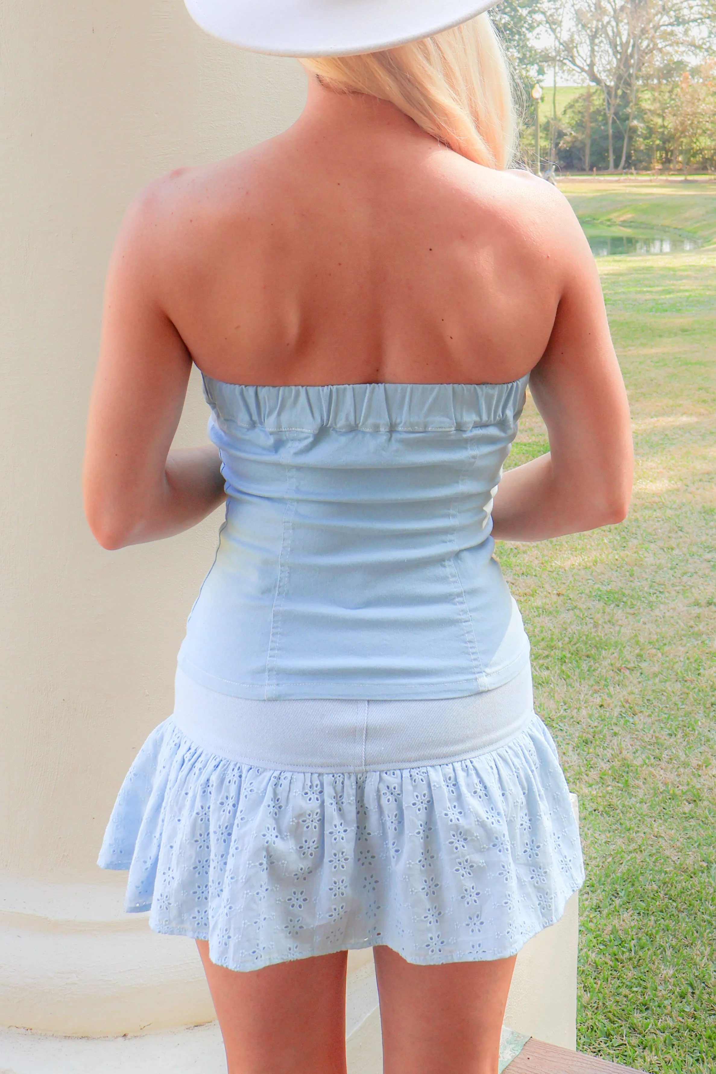 Clear Skies Denim Tube Top