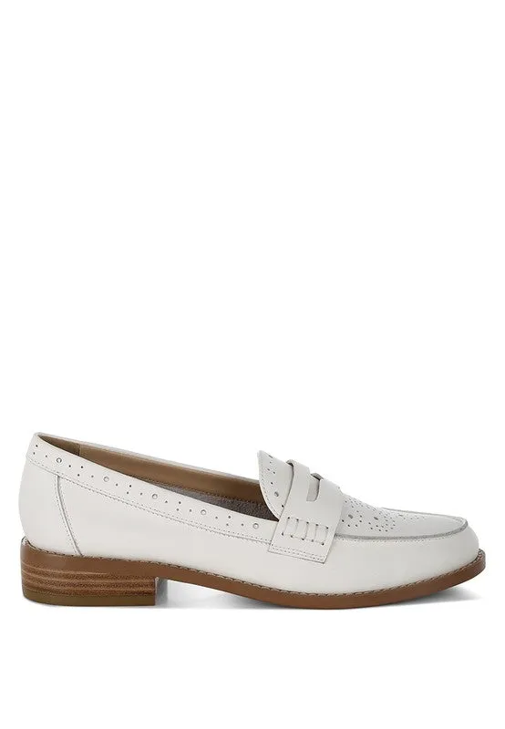 Clotilda Perforated Low Heel Loafers