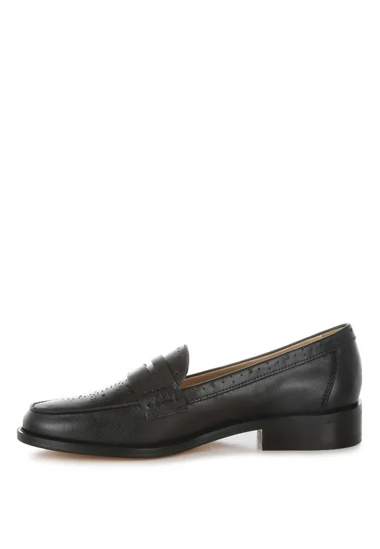 Clotilda Perforated Low Heel Loafers