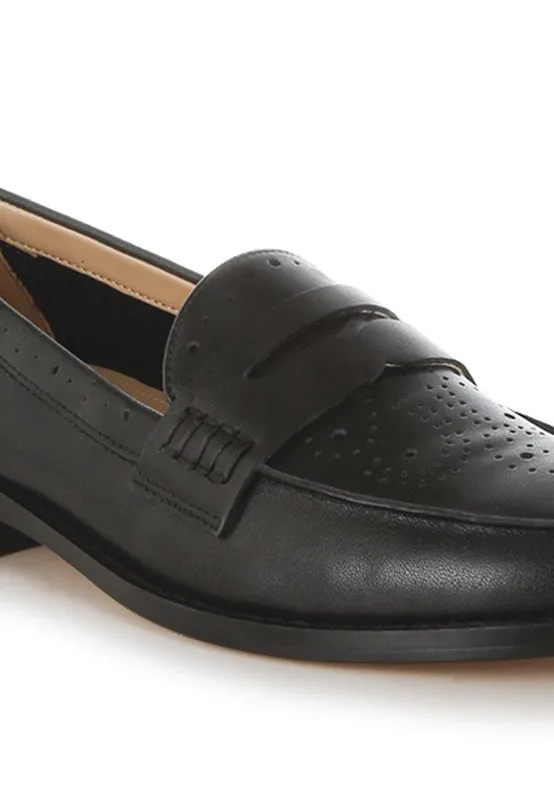 Clotilda Perforated Low Heel Loafers