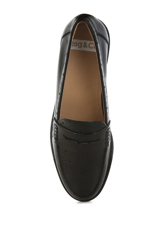 Clotilda Perforated Low Heel Loafers