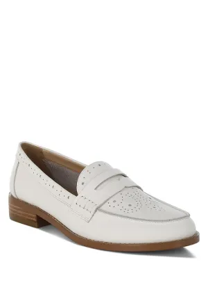 Clotilda Perforated Low Heel Loafers