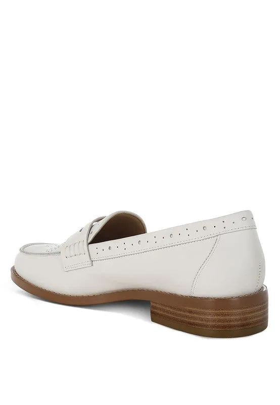 Clotilda Perforated Low Heel Loafers