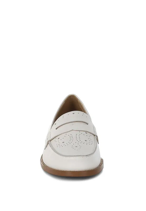 Clotilda Perforated Low Heel Loafers