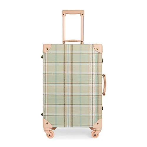 COTRUNKAGE Travel Luggage Trunk Vintage Women Suitcase with TSA Lock (26" (Single), Plaid)