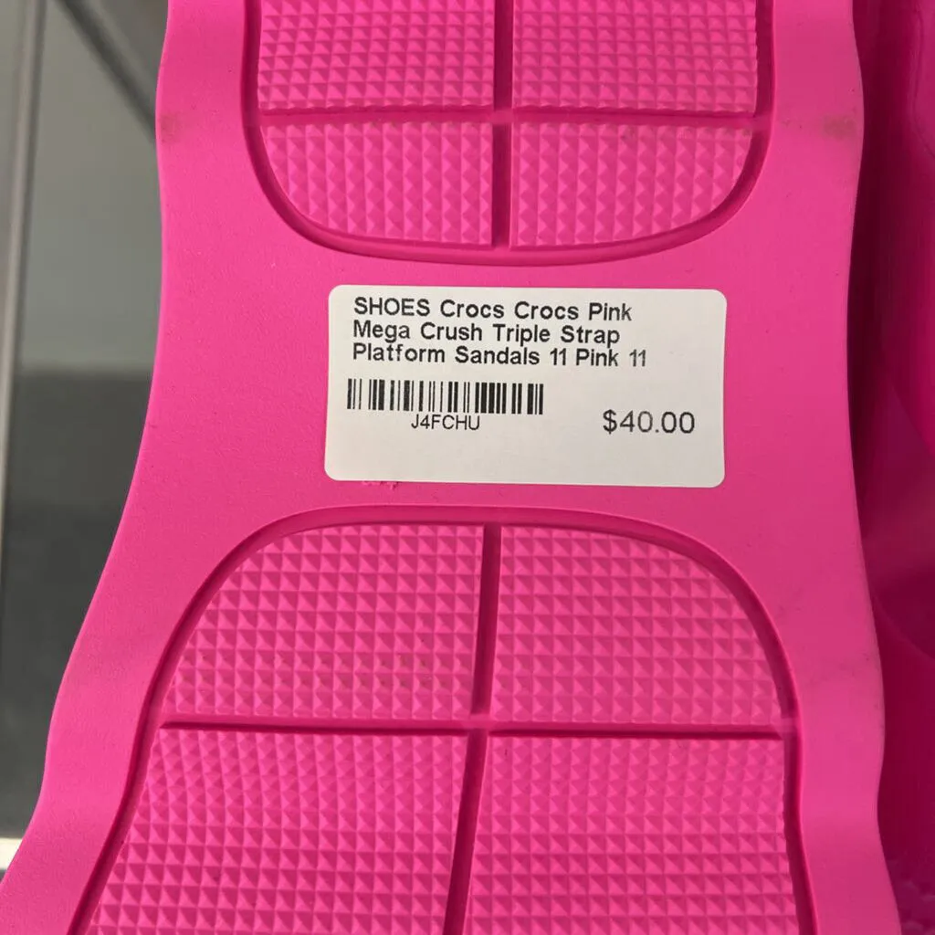 Crocs Pink Mega Crush Triple Strap Platform Sandals 11