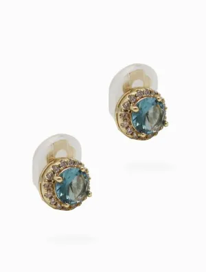Crystal Surround Clip Ons Light Blue