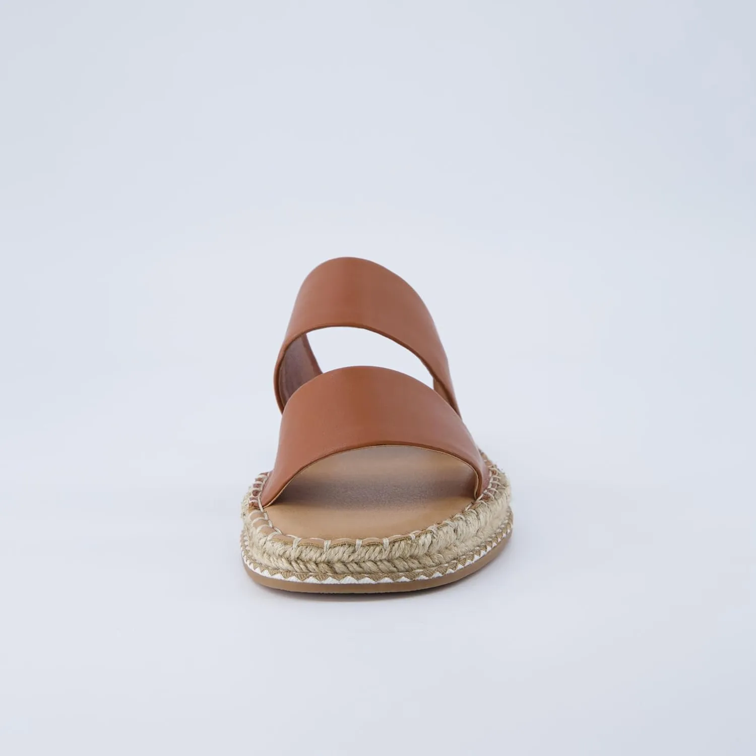 CUSHIONAIRE Bhendi Womens Espadrille Slide Sandal  Faux Leather Double Strap with Jute-Wrapped Sole & Cushioned Footbed