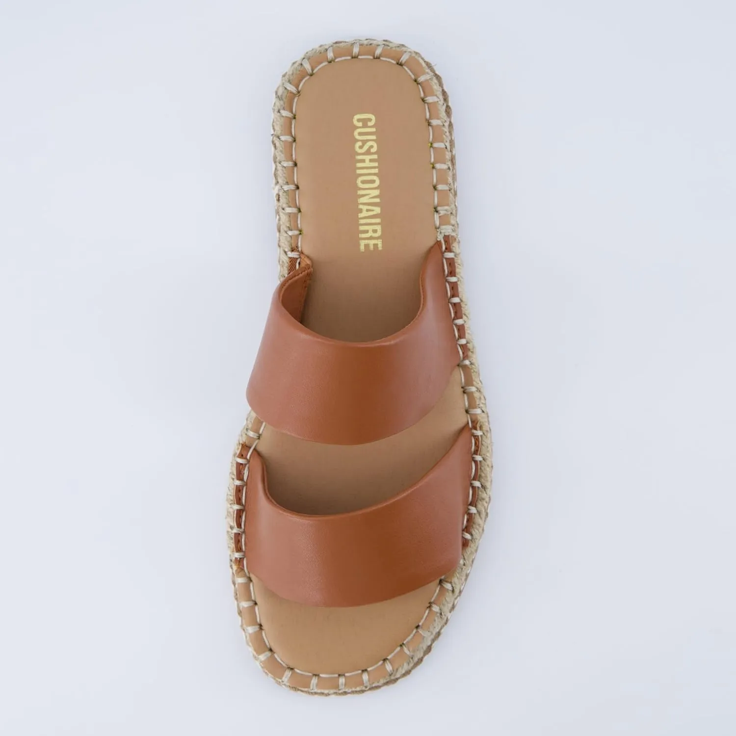 CUSHIONAIRE Bhendi Womens Espadrille Slide Sandal  Faux Leather Double Strap with Jute-Wrapped Sole & Cushioned Footbed