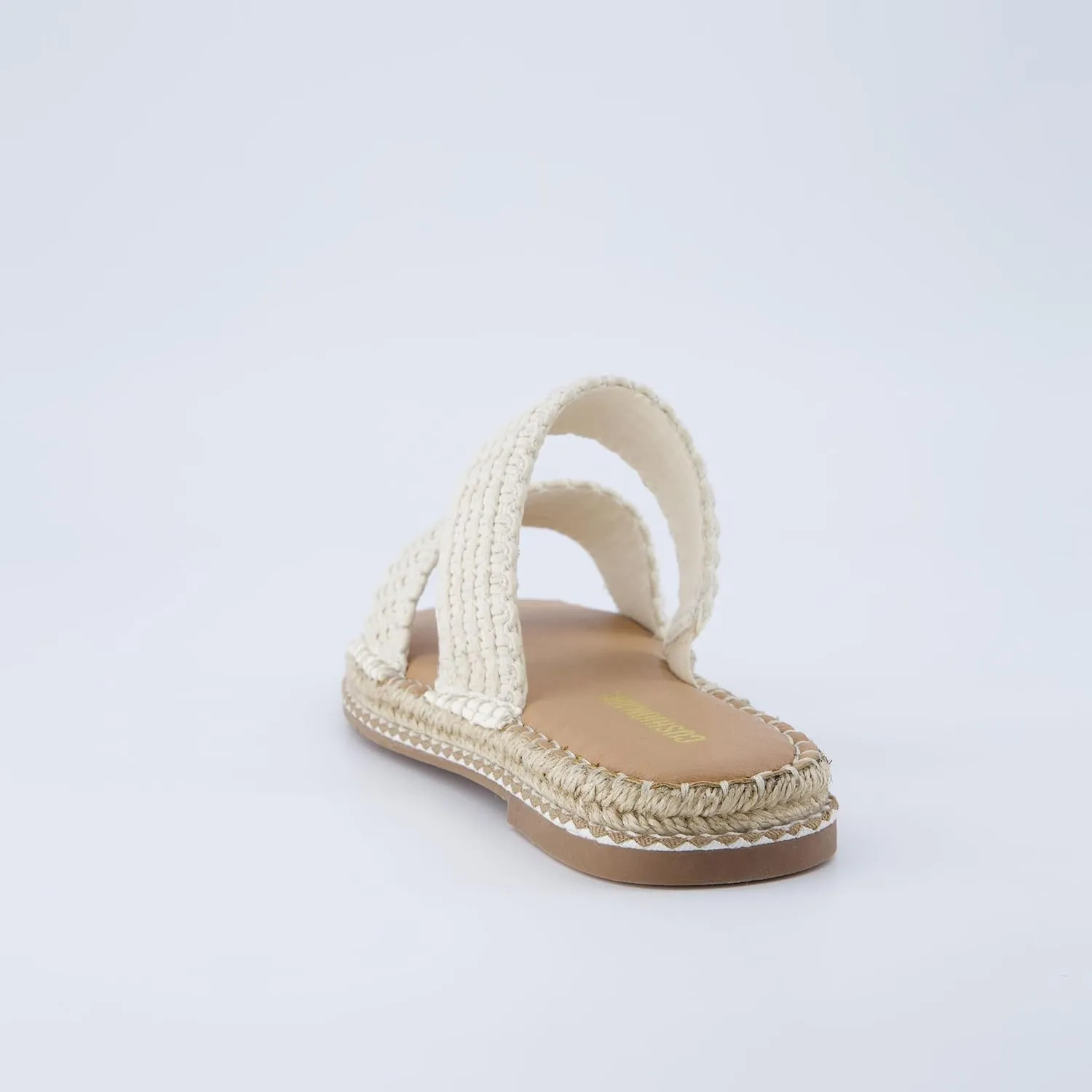 CUSHIONAIRE Bhendi Womens Espadrille Slide Sandal  Faux Leather Double Strap with Jute-Wrapped Sole & Cushioned Footbed