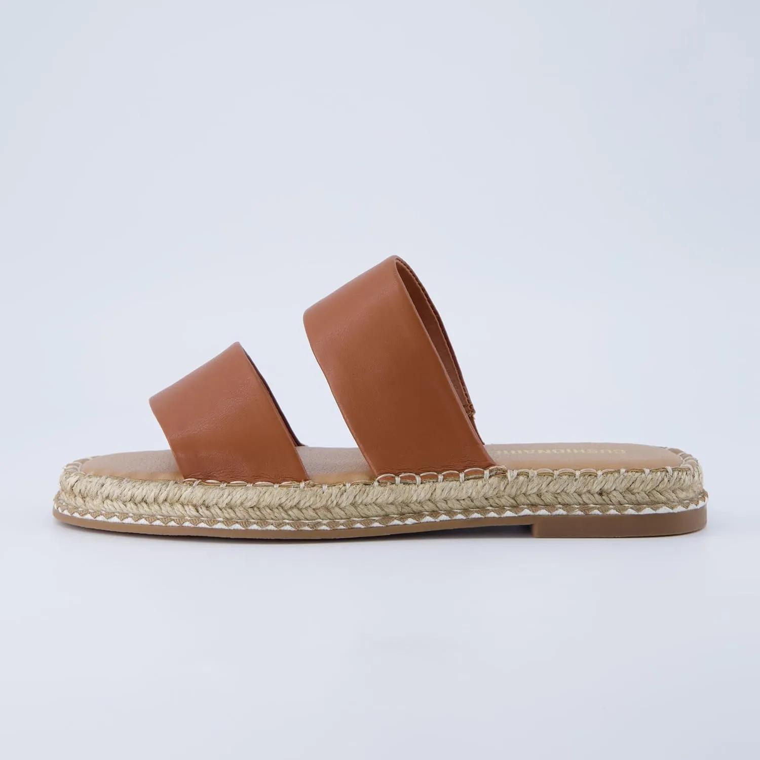 CUSHIONAIRE Bhendi Womens Espadrille Slide Sandal  Faux Leather Double Strap with Jute-Wrapped Sole & Cushioned Footbed